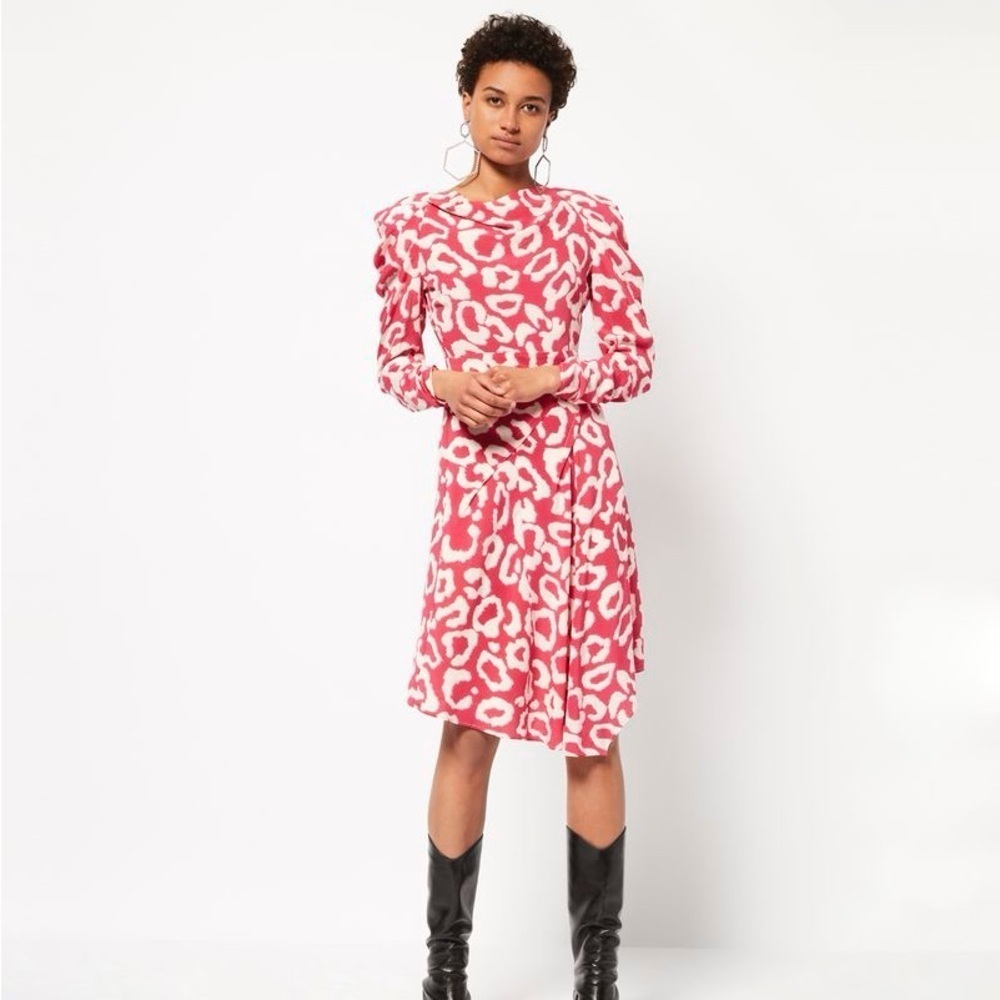 Isabel Marant pink & white leopard animal print Carley dress - Medium (FR 44)